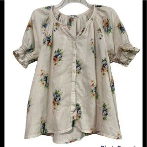 Madewell Floral Short Sleeve Blouse Medium